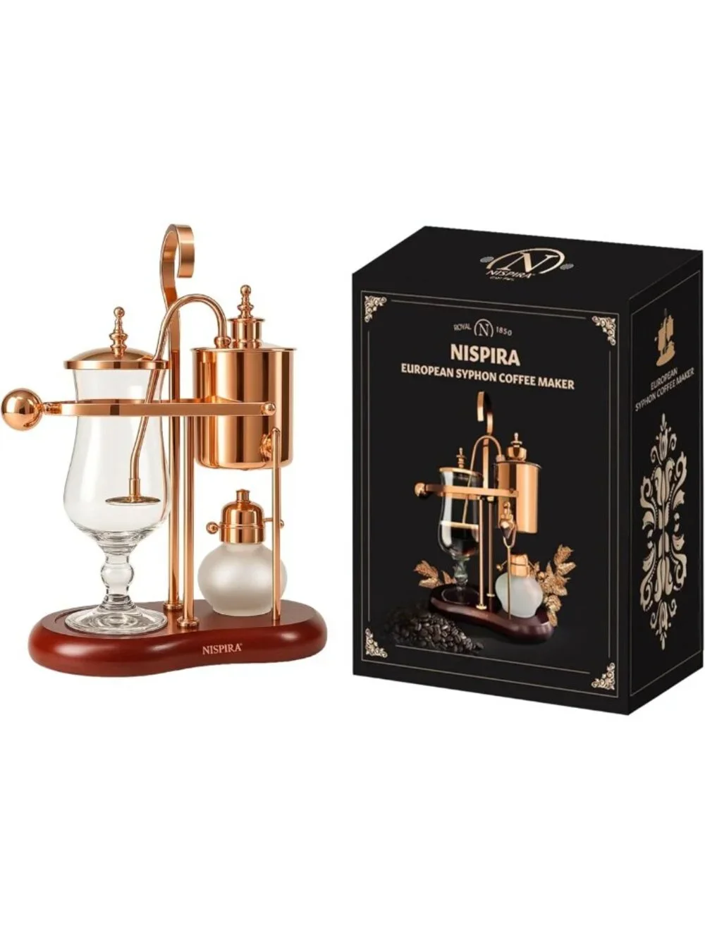 Vintage Copper Vacuum Coffee Maker - Unique Gravity Syphon Brewing System 500ml